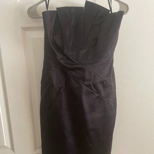 Michael Kors Black Satin Strapless Knee Length Sheath Dress Size 4